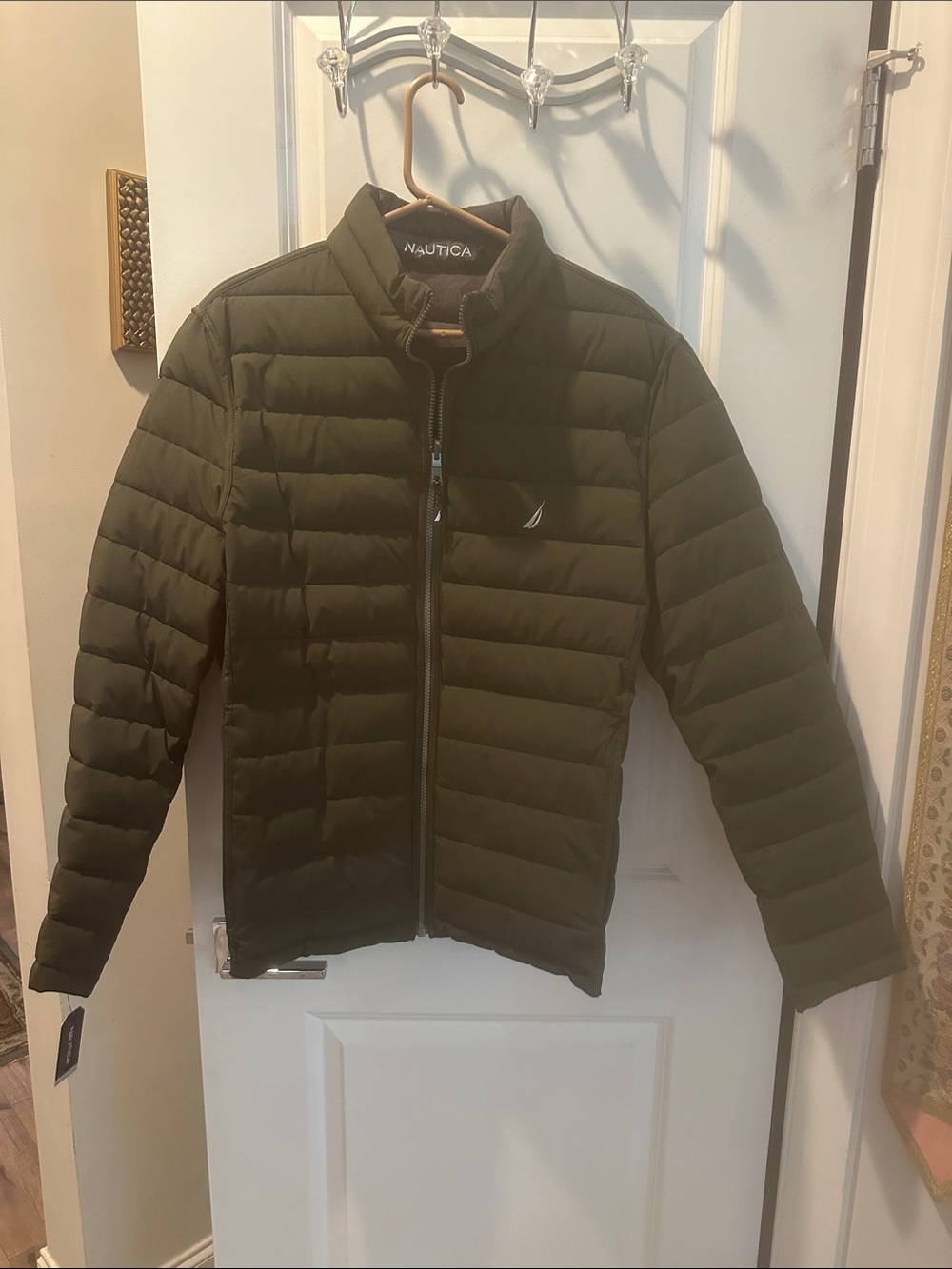Nautica Olive Quilted Puffer Jacket double sided